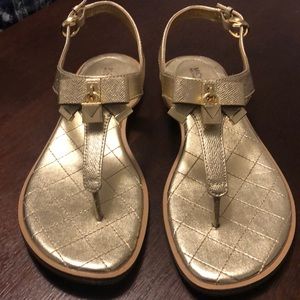 Michael Kors Alice gold thong sandals